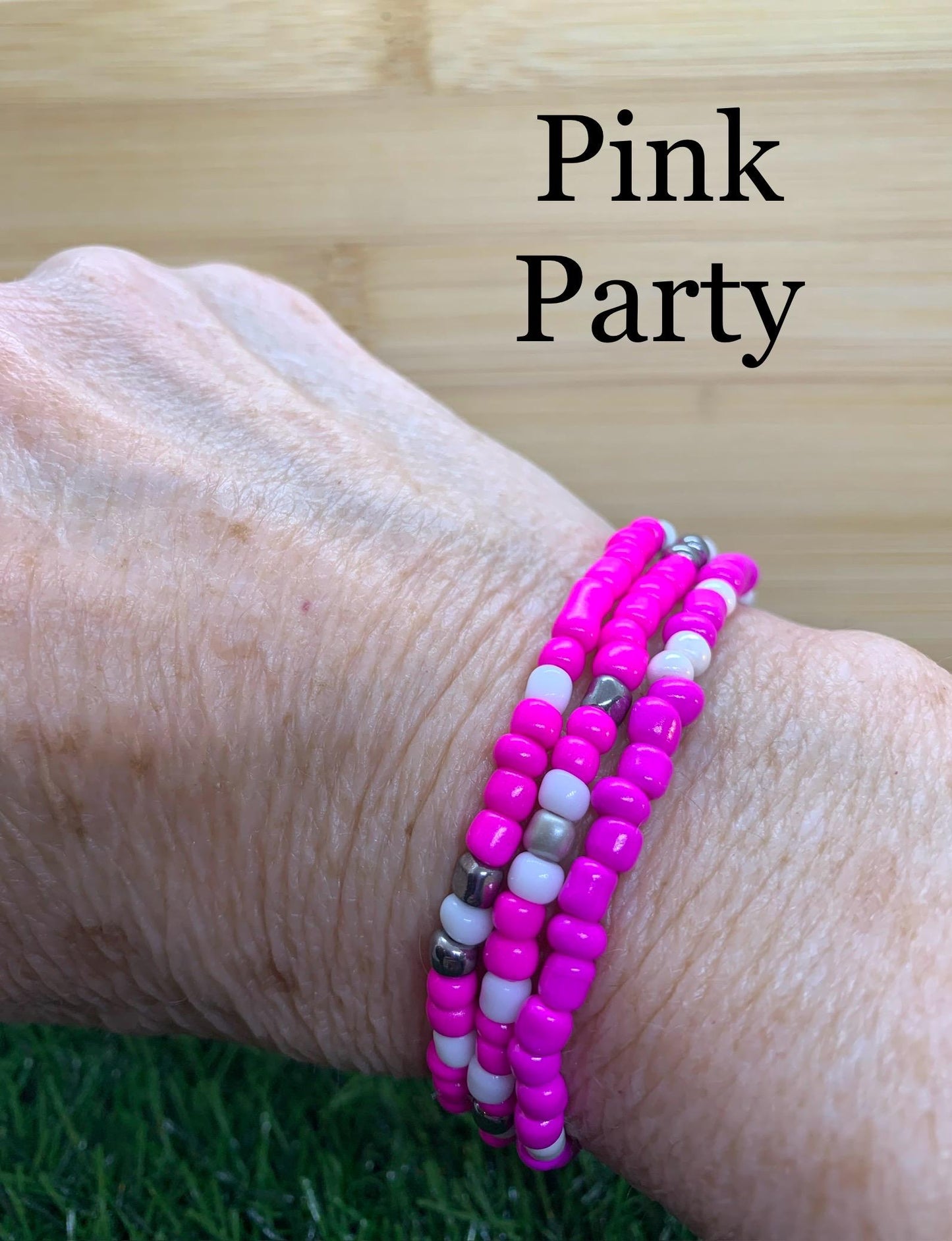 Pink Party Seed Bead Bracelets