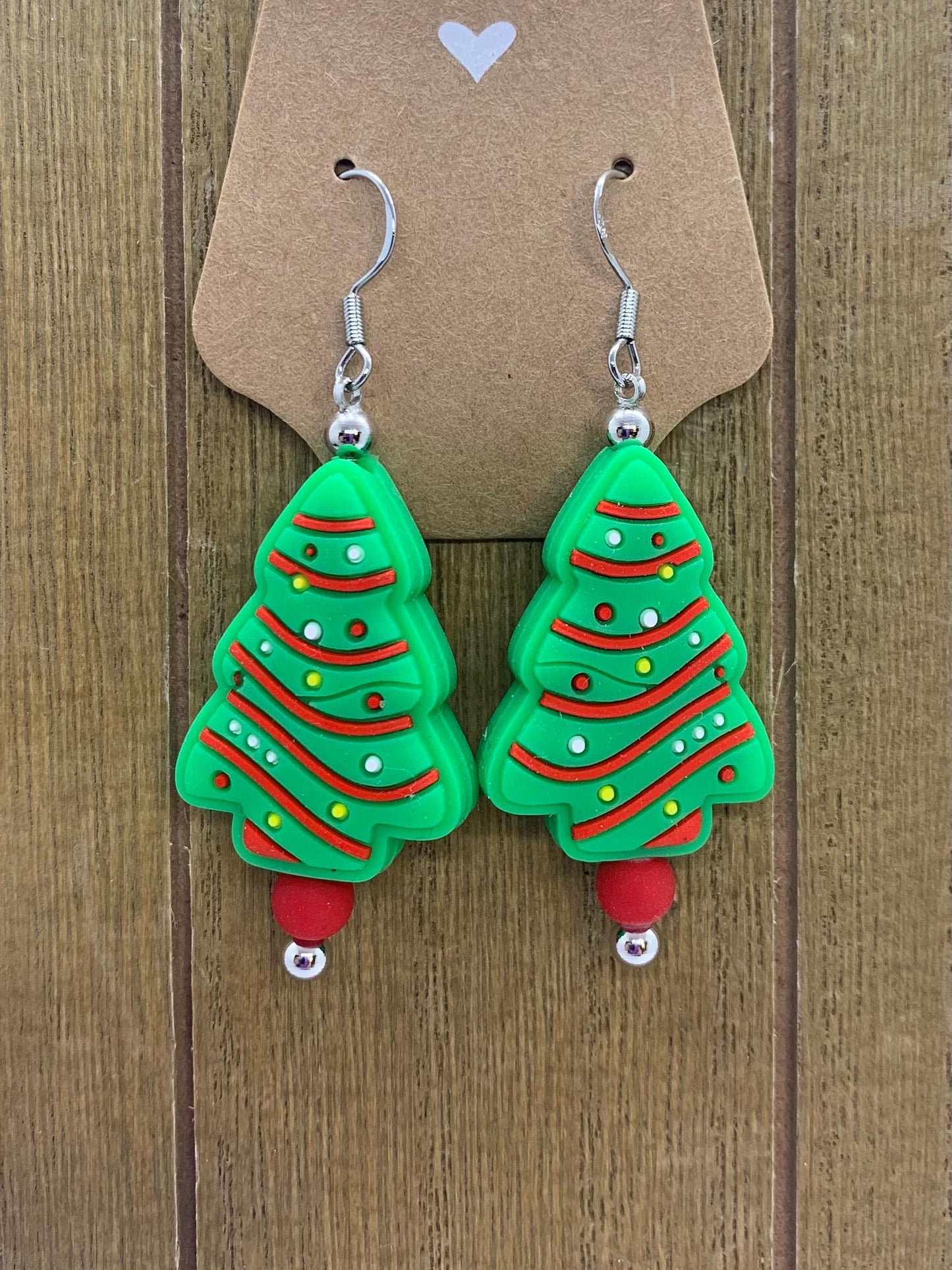 Green Snack Cake Christmas Tree Earrings