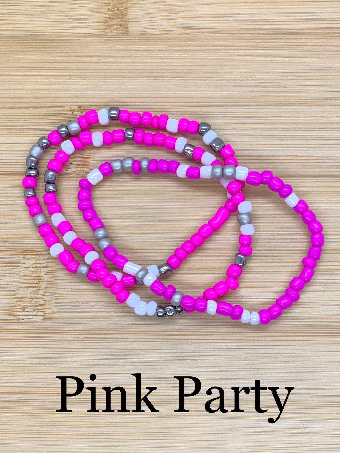 Pink Party Seed Bead Bracelets