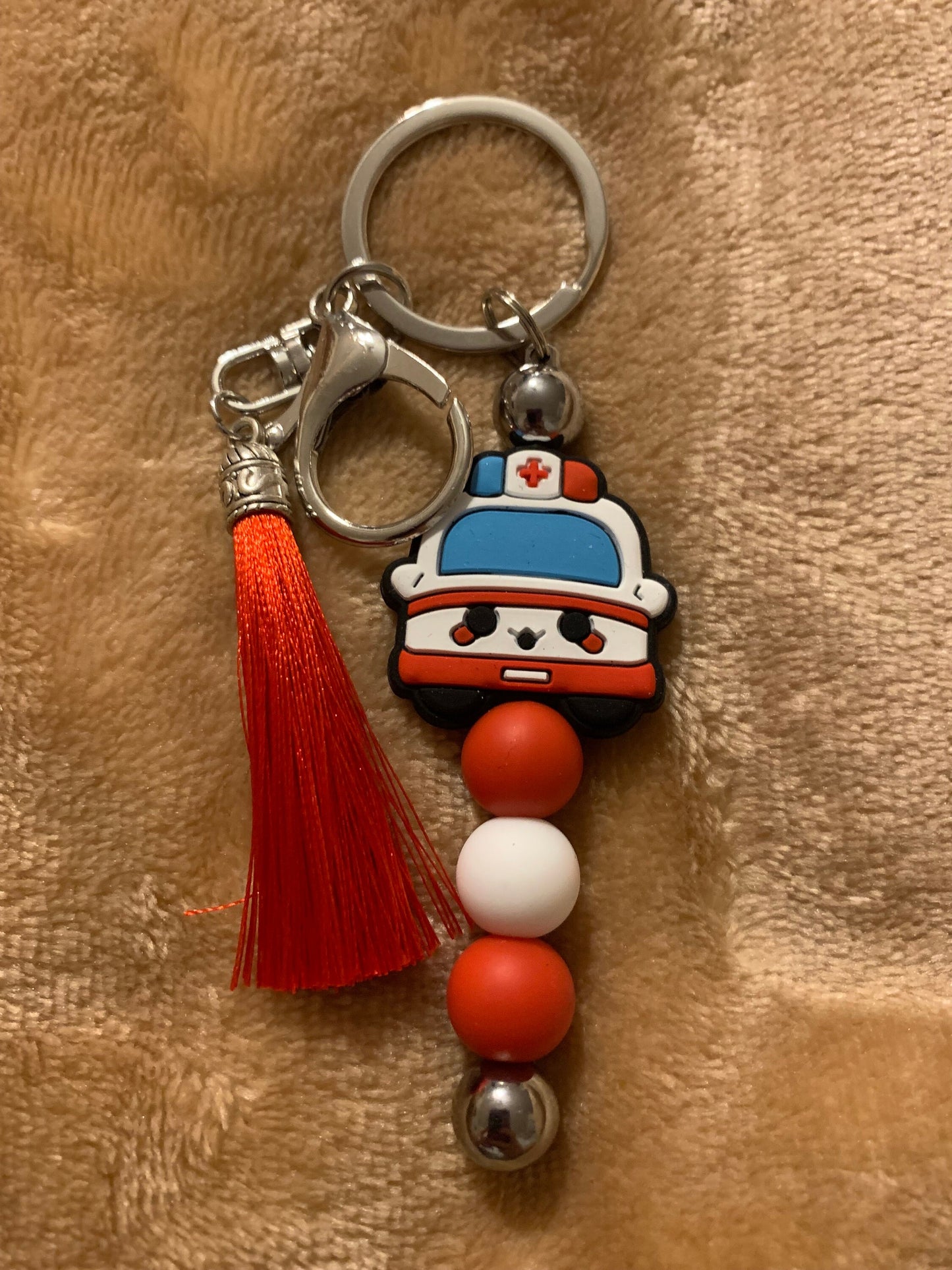 Ambulance Key Chain w/red tassel