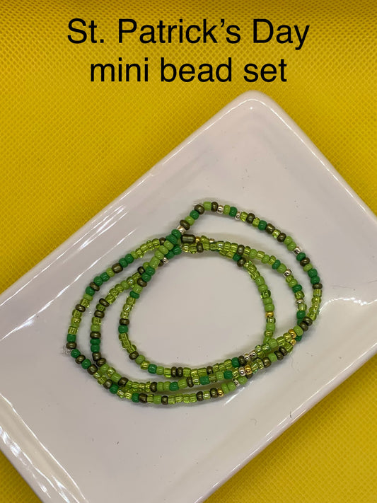 St. Patrick's Day Mini Seed Bead Bracelet Trio