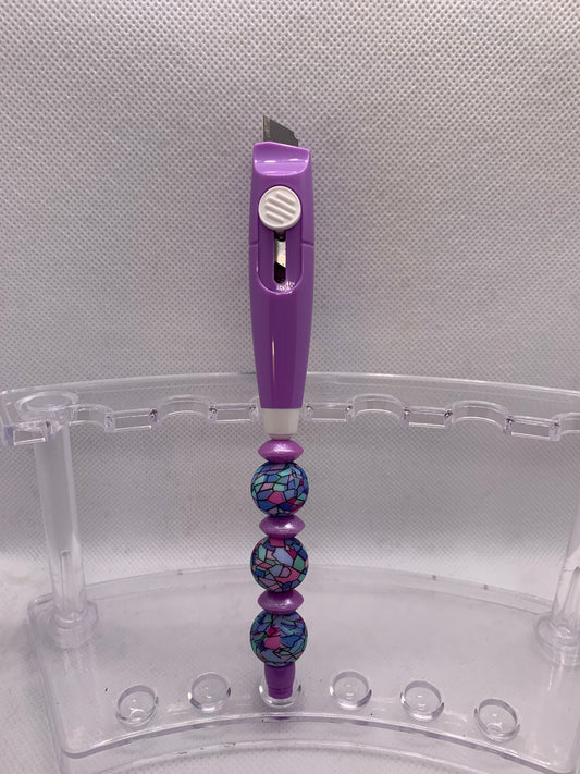 Purple Beaded Box Cutter w/mosaic beads