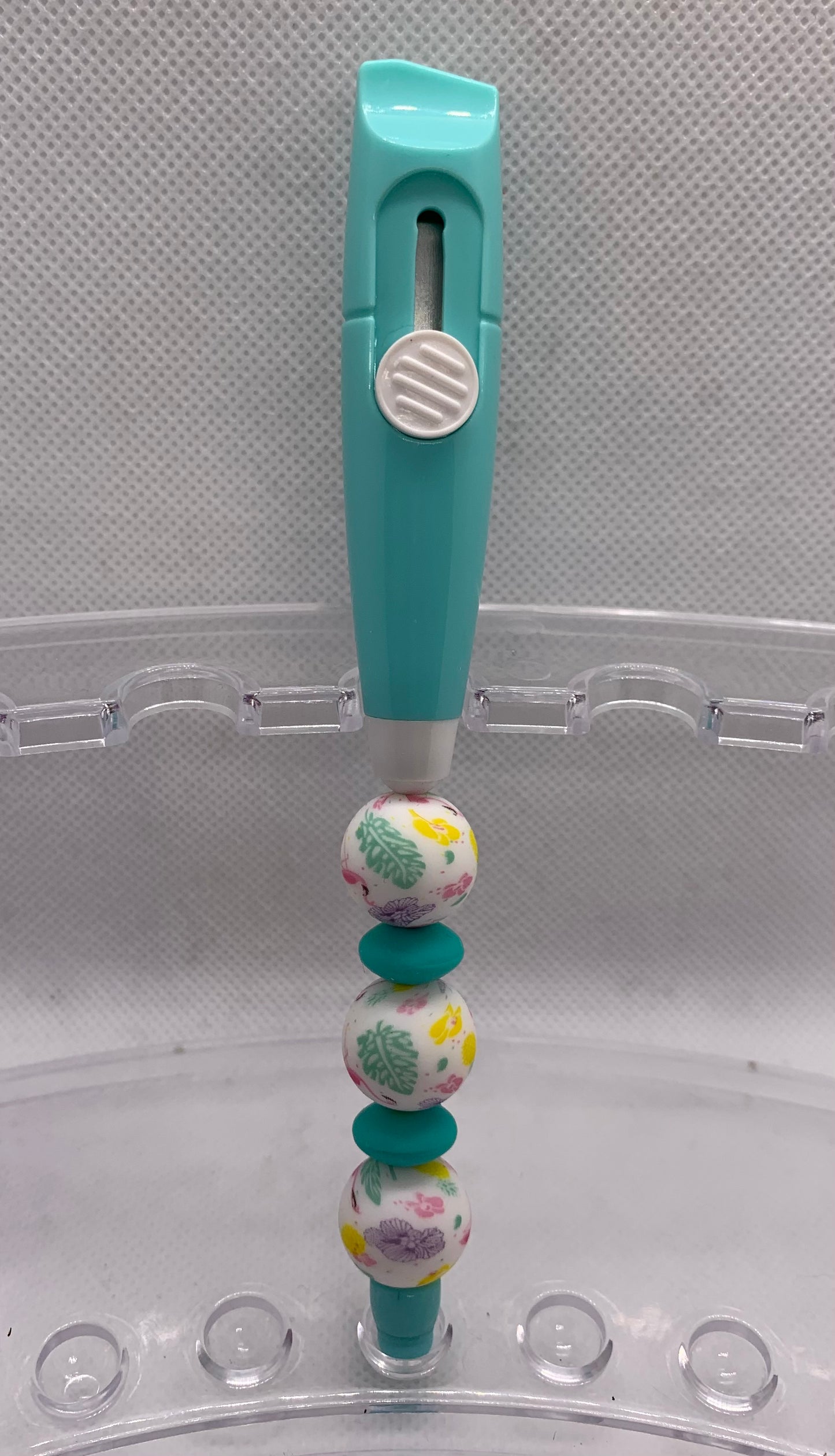 Aqua Box Cutter w/flamingo beads