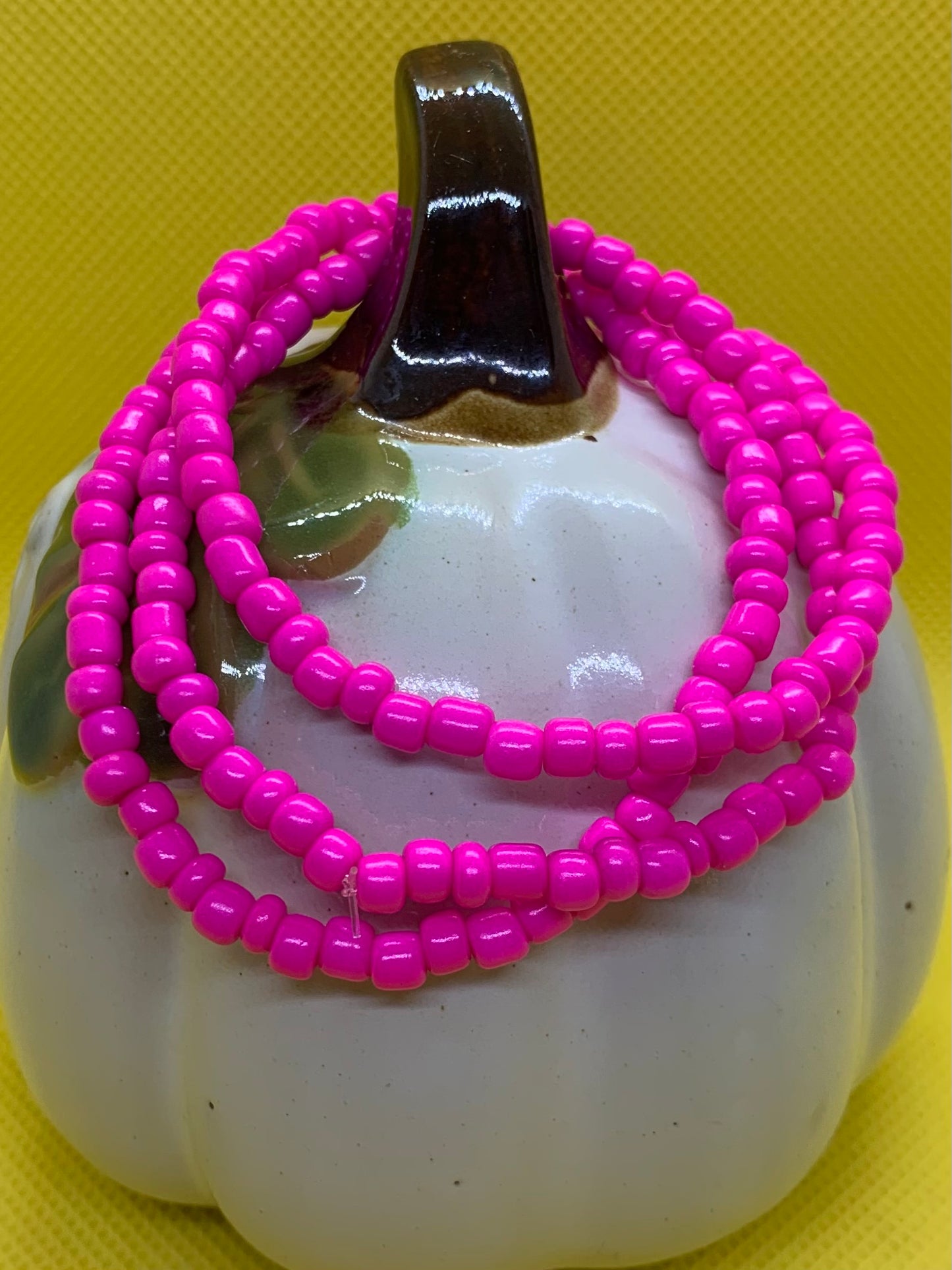 Neon Pink Seed Bead Bracelet