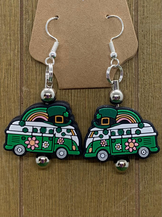 Retro Bus St Patrick’s Day Earrings