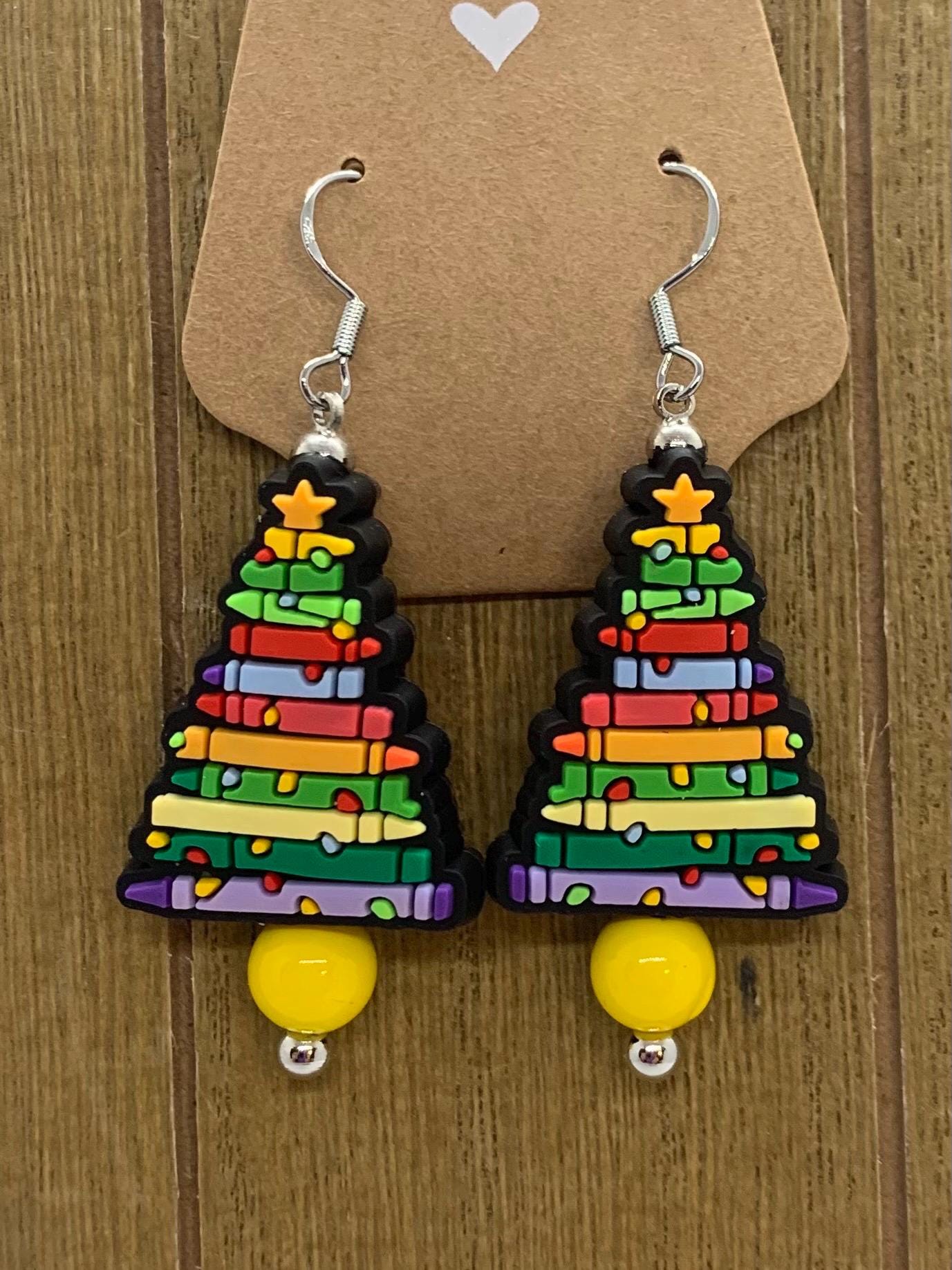 Crayon Christmas Tree Earrings