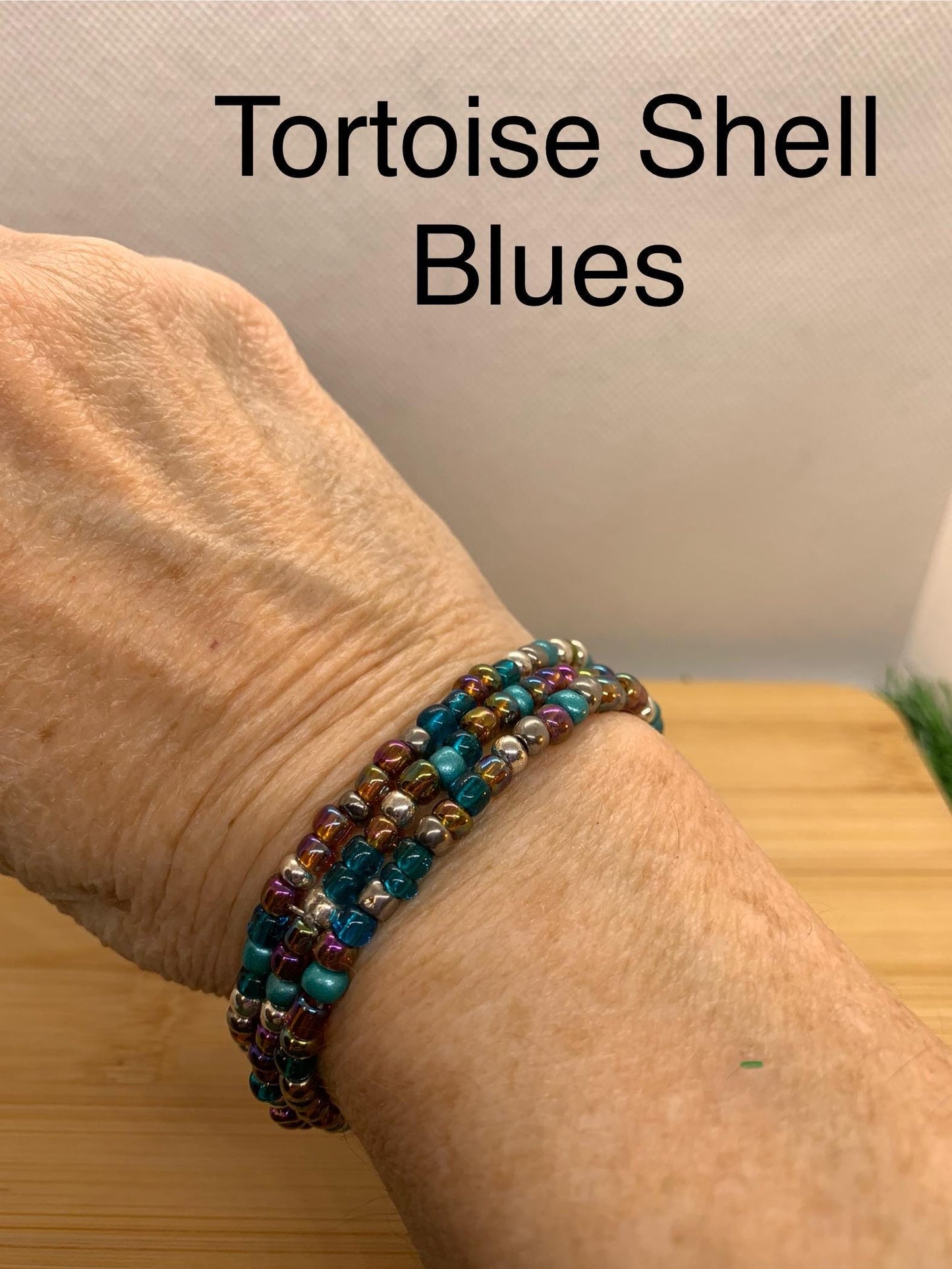 Tortoise Shell Blues Seed Bead Bracelet